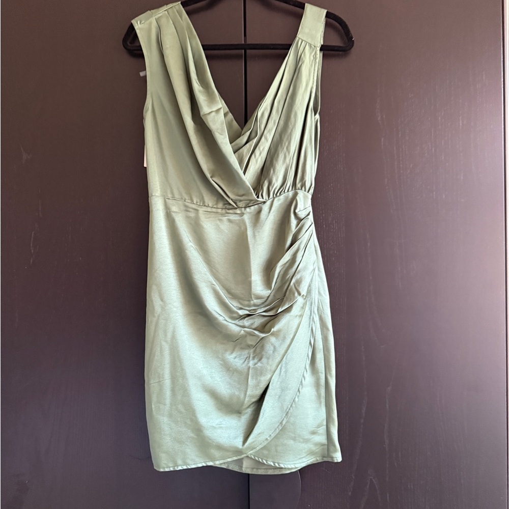 Anthropologie Olive Draped Mini Dress